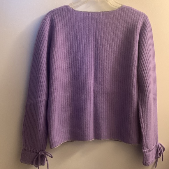 Sydney Easton Purple Lambswool & Angora Cardigan Sweater Pockets Size Small NWT - Picture 6 of 11